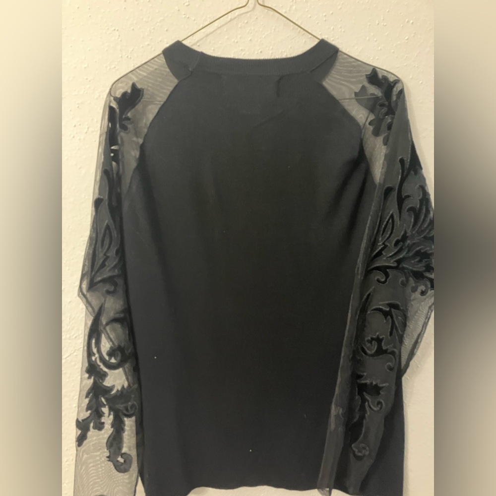 Colleen Lopez Elegant Black Blouse with Sheer Embroidery - Picture 9 of 9